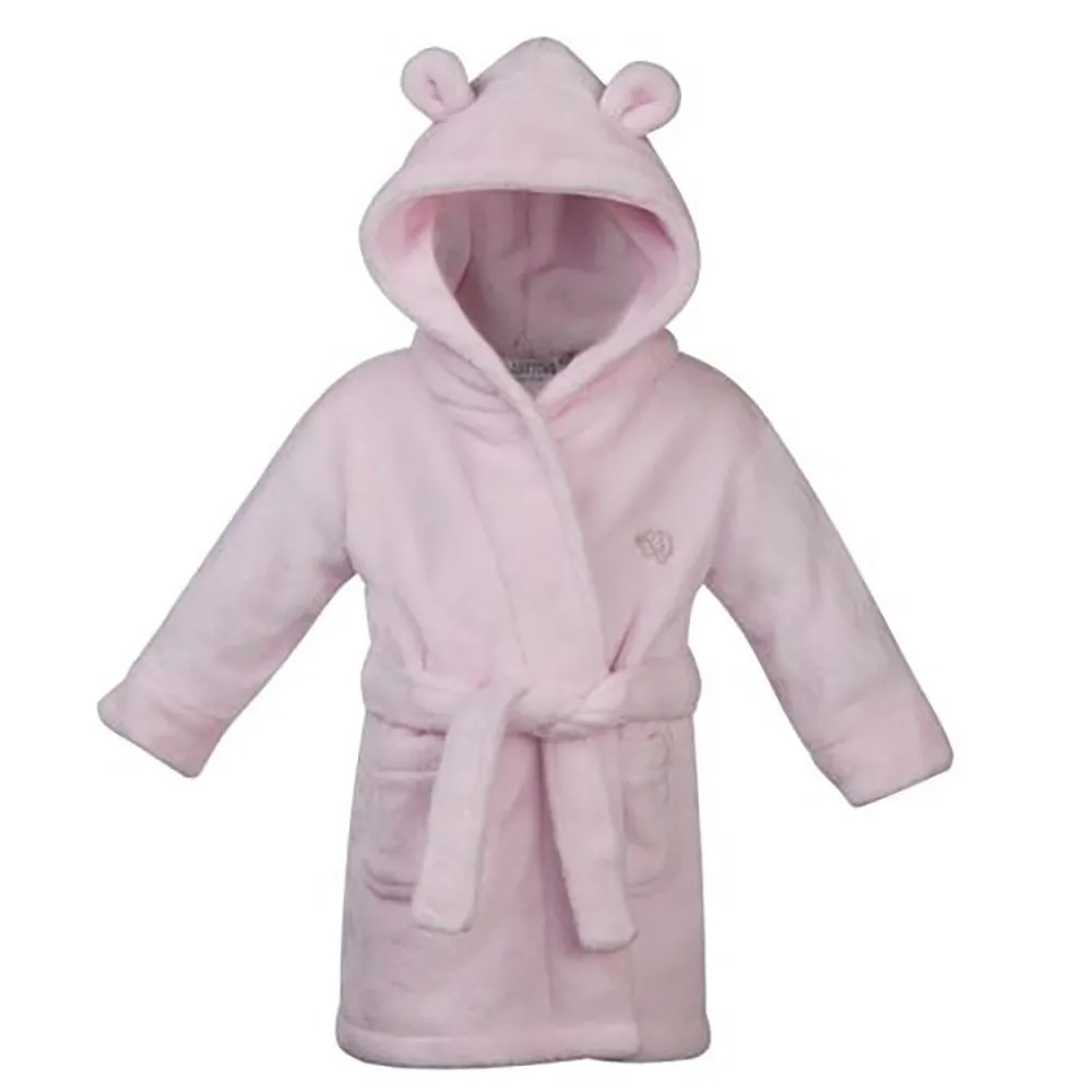 18-24 Months Fluffy Fleece Baby Dressing Gown Bath Robe with Teddy Ears 24 Months Pink