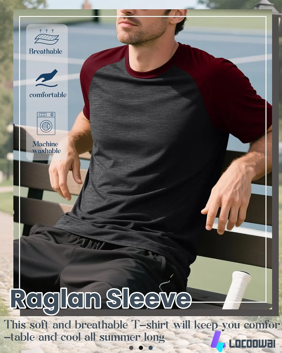 3 Pack Men's Big and Tall Casual T-Shirts M-5XL Raglan Sleeve Crew Neck Loose Baseball Tops Athletic Summer Tees