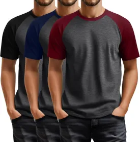 3 Pack Men's Big and Tall Casual T-Shirts M-5XL Raglan Sleeve Crew Neck Loose Baseball Tops Athletic Summer Tees