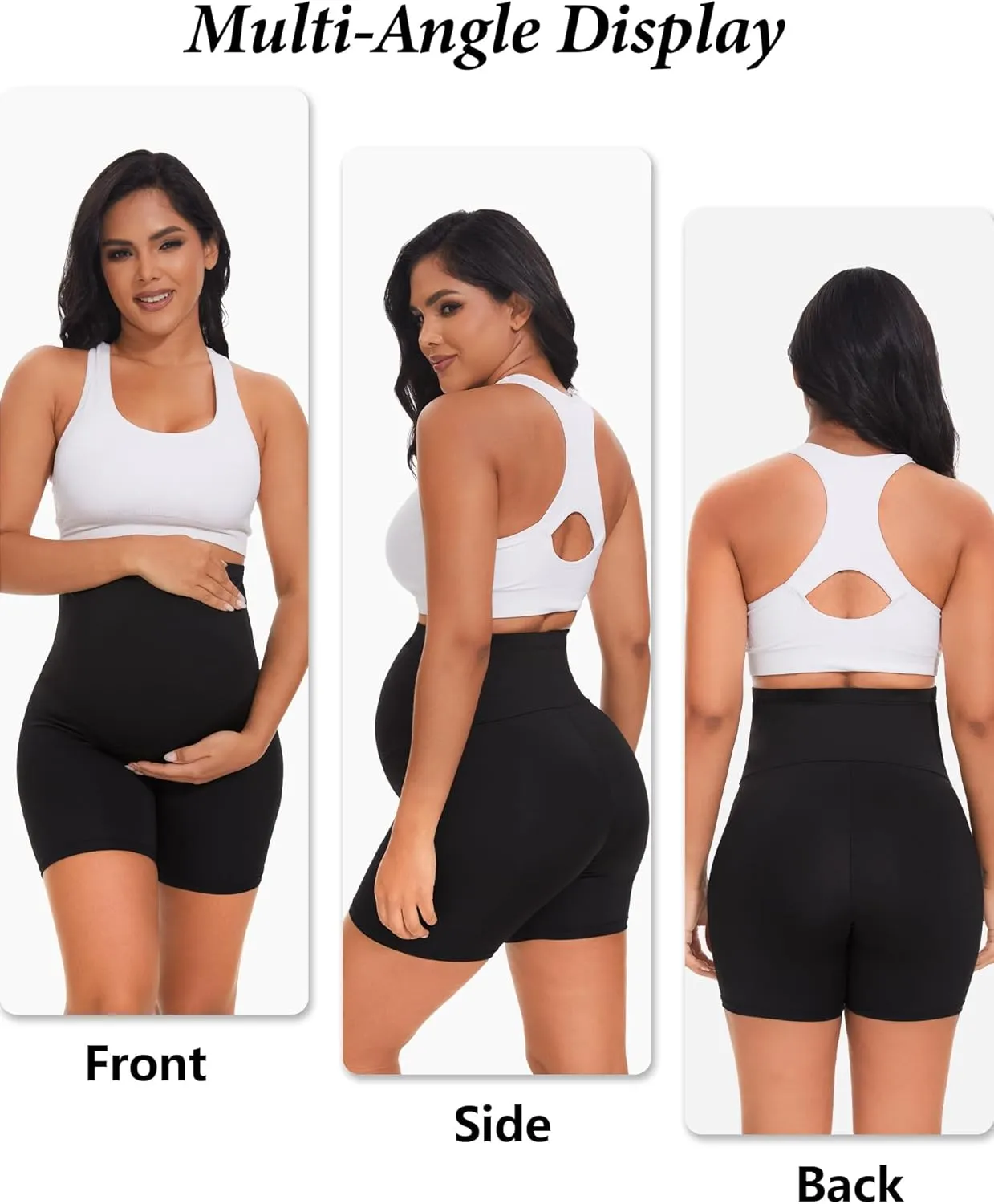 4 Pack Women's Maternity Yoga Shorts Over The Belly Pregnancy Biker Workout Active Athletic Pregnant Shorts 5