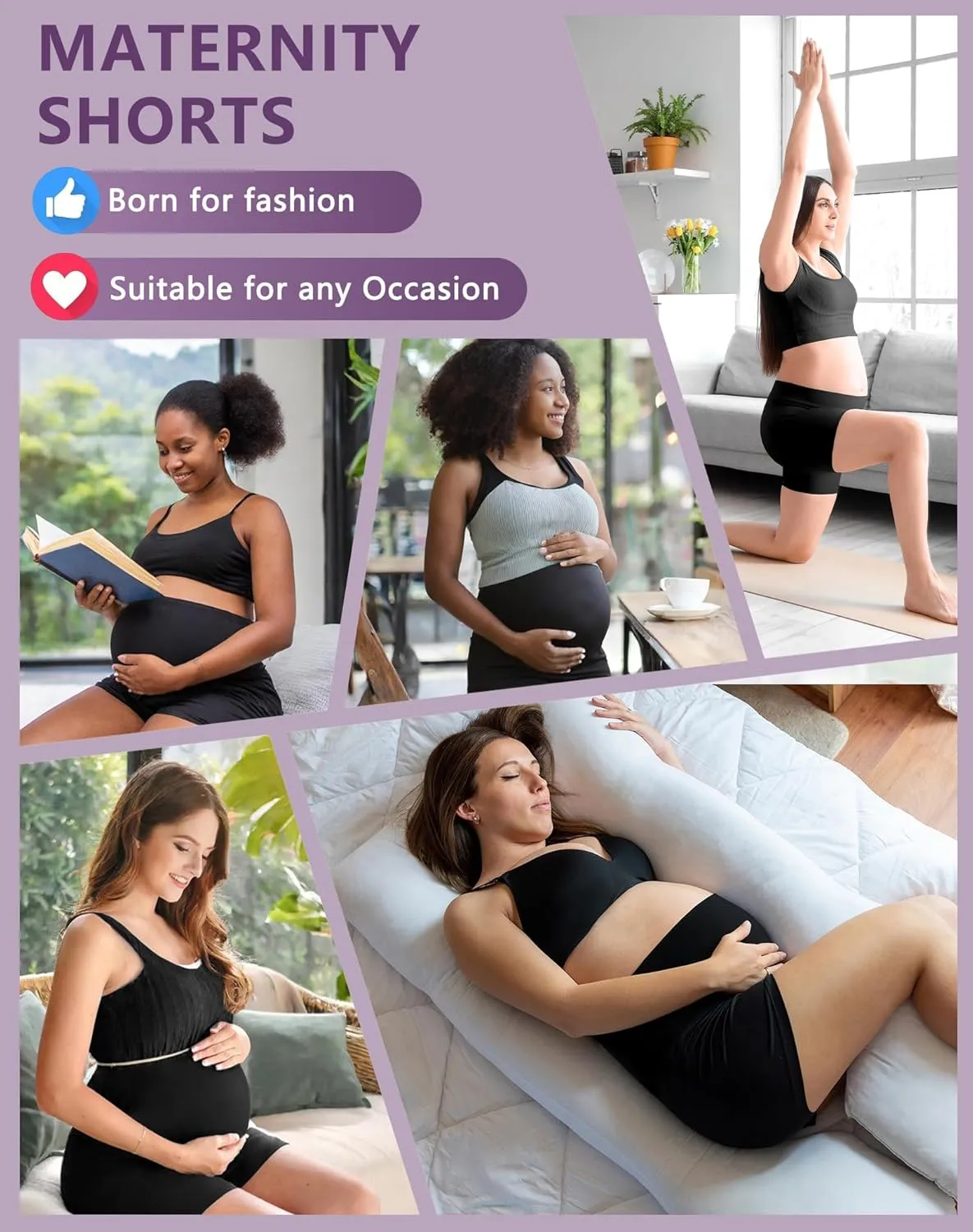 4 Pack Women's Maternity Yoga Shorts Over The Belly Pregnancy Biker Workout Active Athletic Pregnant Shorts 5