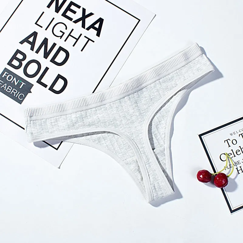6 Pack G-String Panties Underwear Thong Cotton Skin-Friendly Soft Low Rise Lingerie Solid Underpants