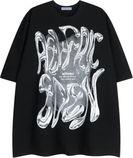 Aelfric Eden Metalic Graphic Tees Men Y2k Oversized T Shirts Women Vintage Tees Unisex Summer Tops