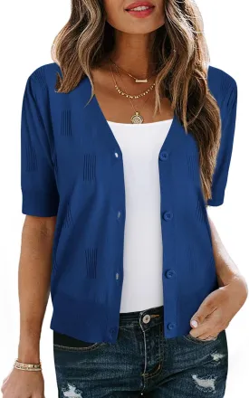 Arach&Cloz Womens Cardigans Summer 2025 Cropped Lightweight Short Sleeve Bolero Shrugs Sweater Cozy Clouds