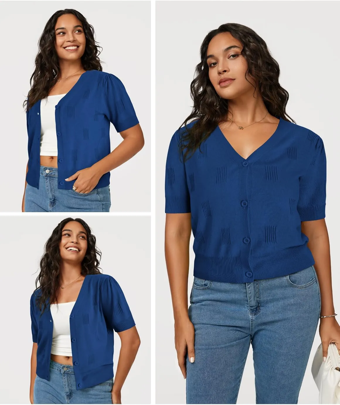 Arach&Cloz Womens Cardigans Summer 2025 Cropped Lightweight Short Sleeve Bolero Shrugs Sweater Cozy Clouds