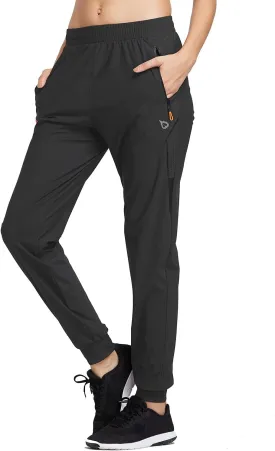 baleaf Women's Joggers Running Hiking Pants Lightweight Quick Dry Athletic Travel Workout with Zipper Pockets