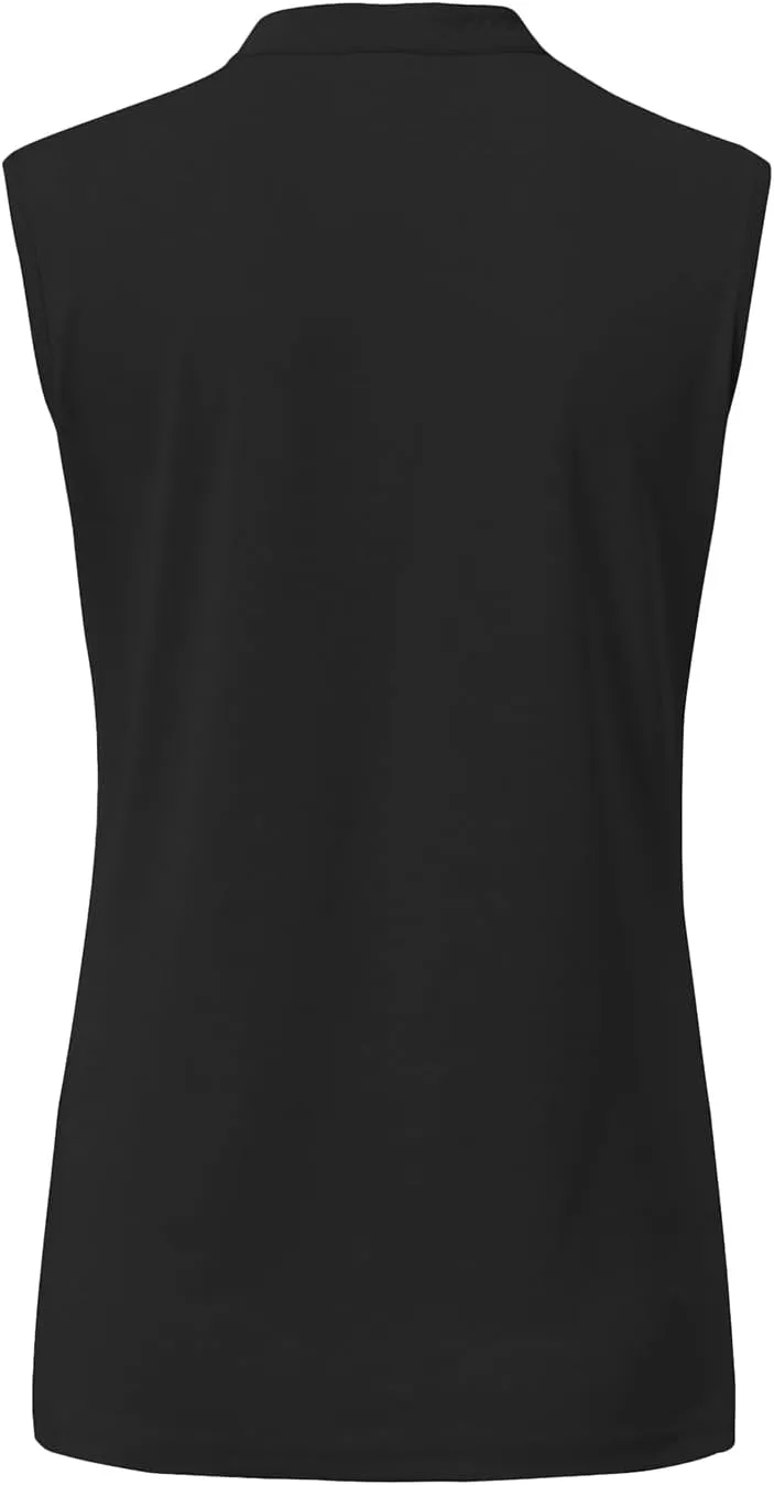 BASUDAM Women's Sleeveless Golf Polo Shirts V-Neck Collarless Tennis Running T-Shirts Quick Dry