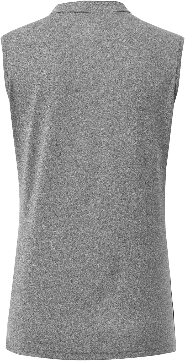 BASUDAM Women's Sleeveless Golf Polo Shirts V-Neck Collarless Tennis Running T-Shirts Quick Dry