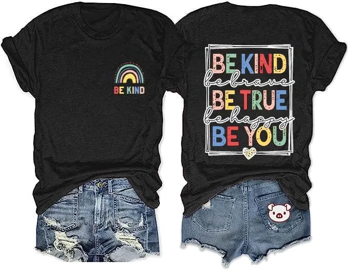 Be Kind Shirts for Women Kindness Teacher Tshirts Novelty Sunflower Inspirational Graphic Tee