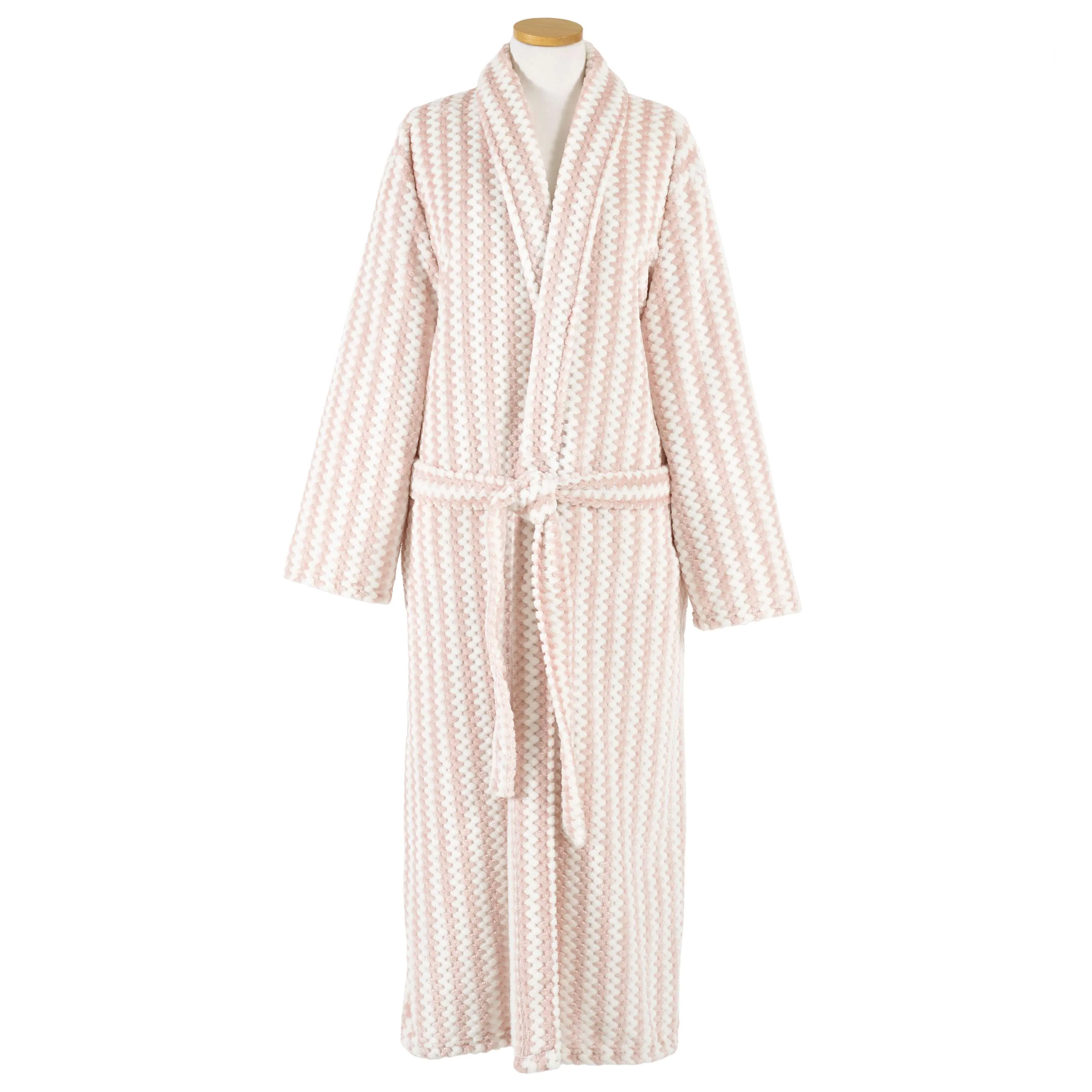 Bubble Stripe Fleece Bath Robe