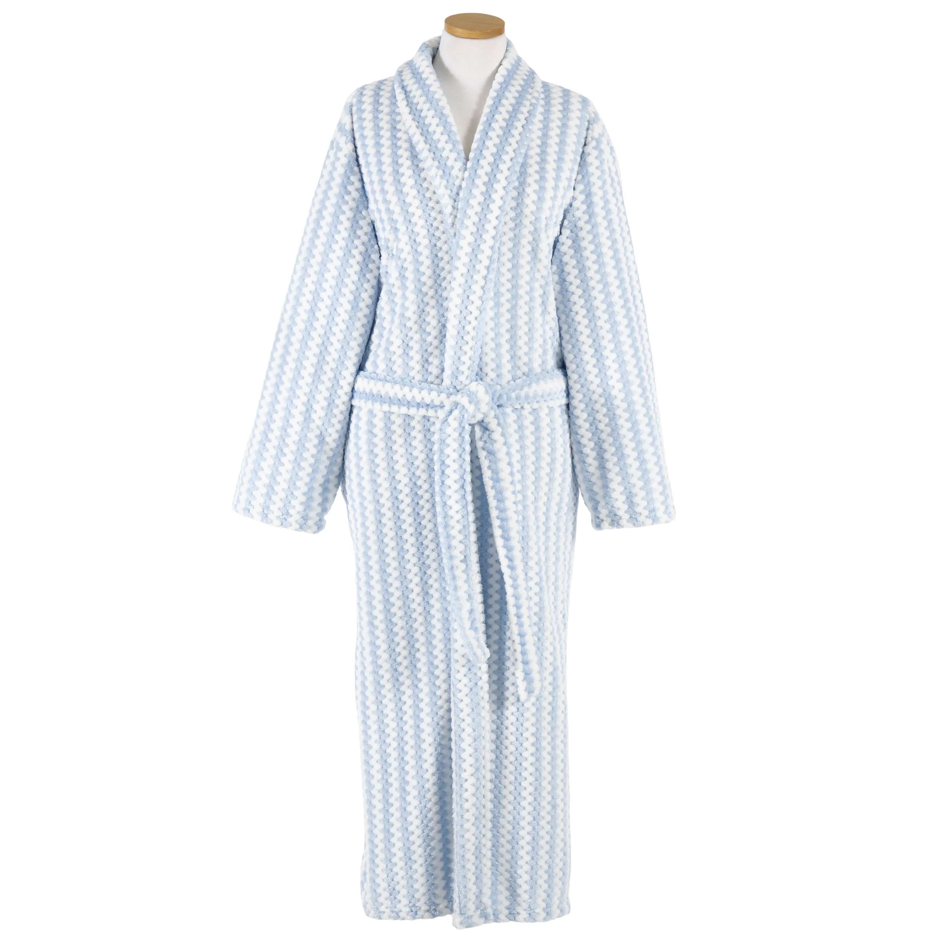 Bubble Stripe Fleece Bath Robe