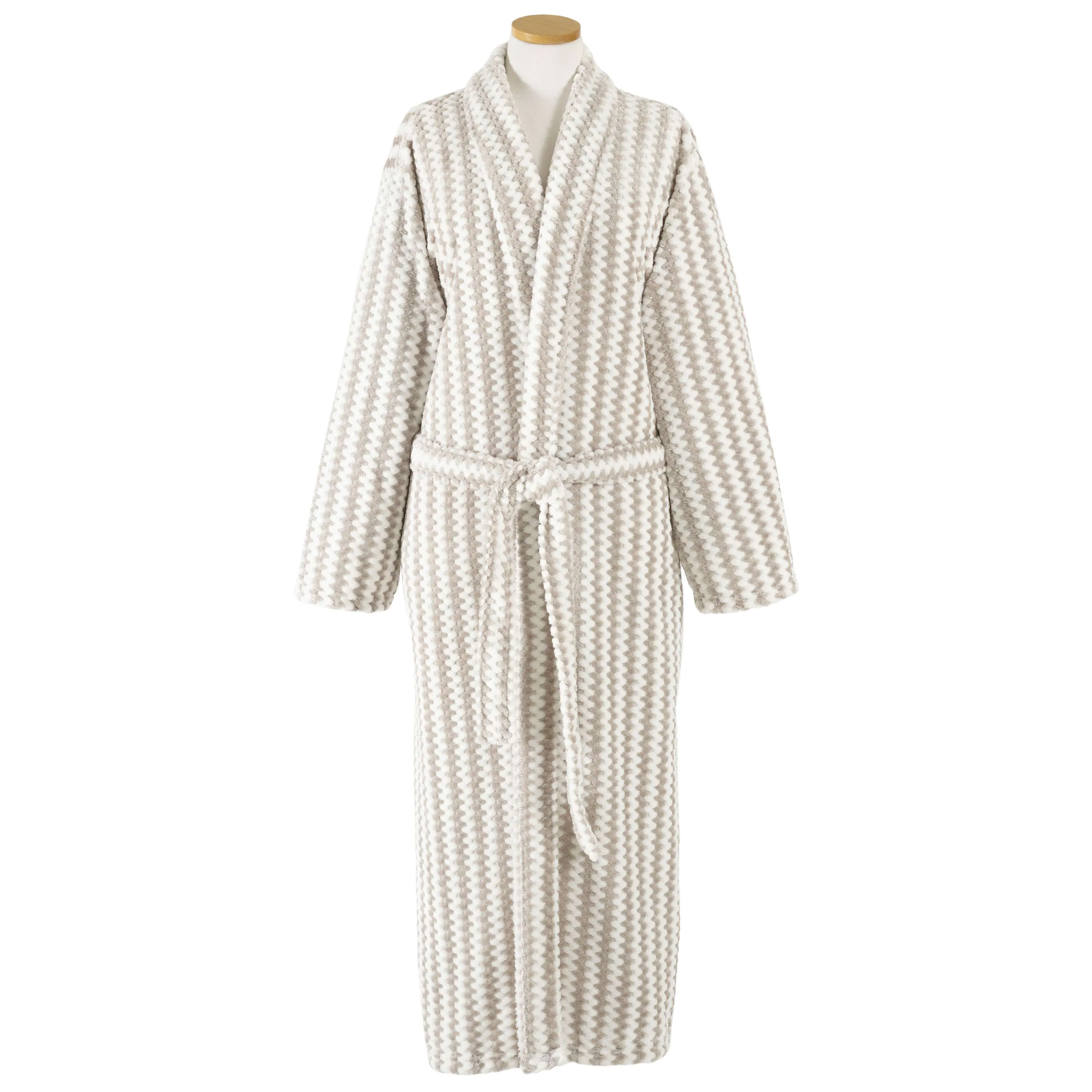 Bubble Stripe Fleece Bath Robe
