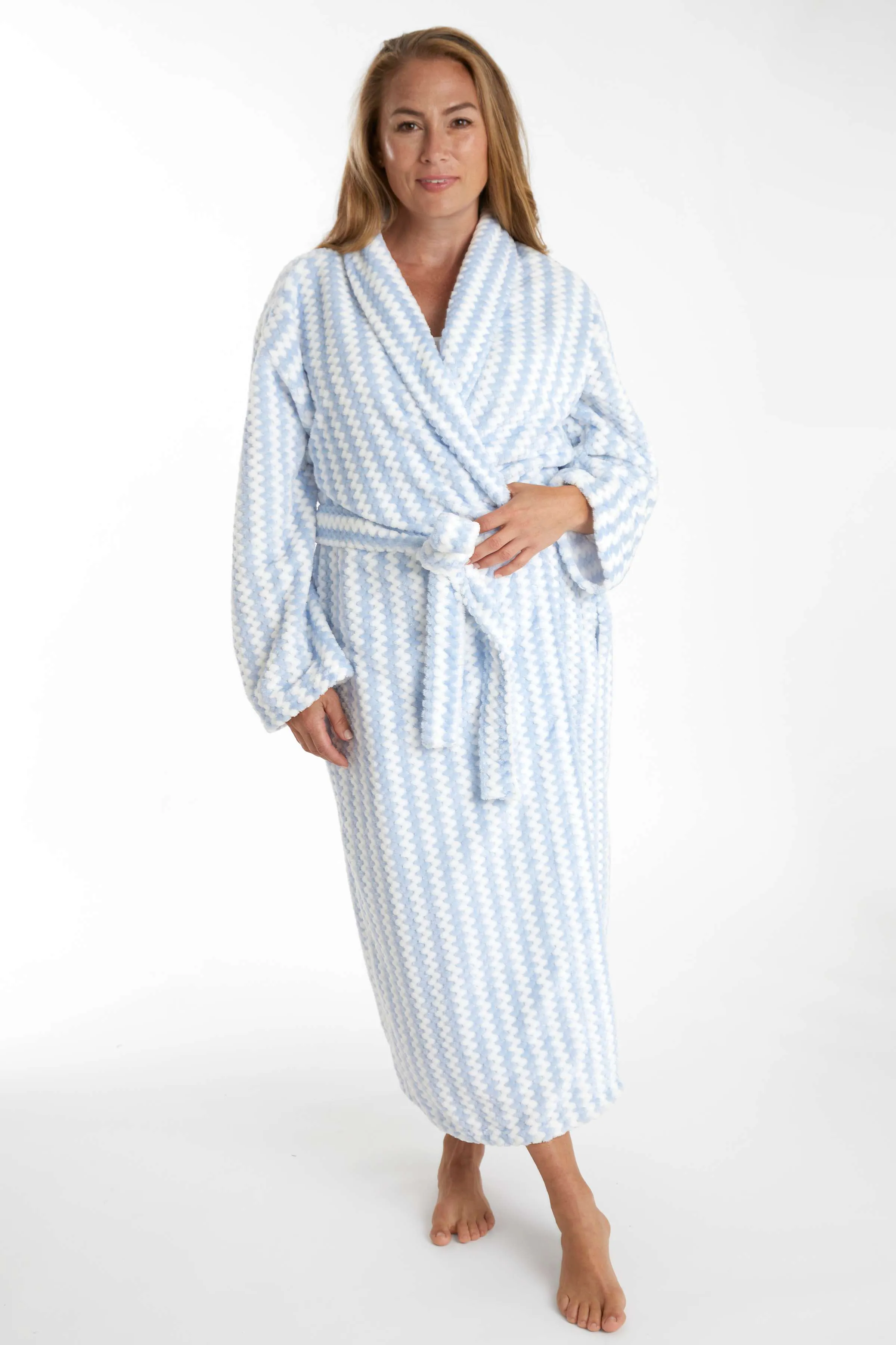 Bubble Stripe Fleece Bath Robe