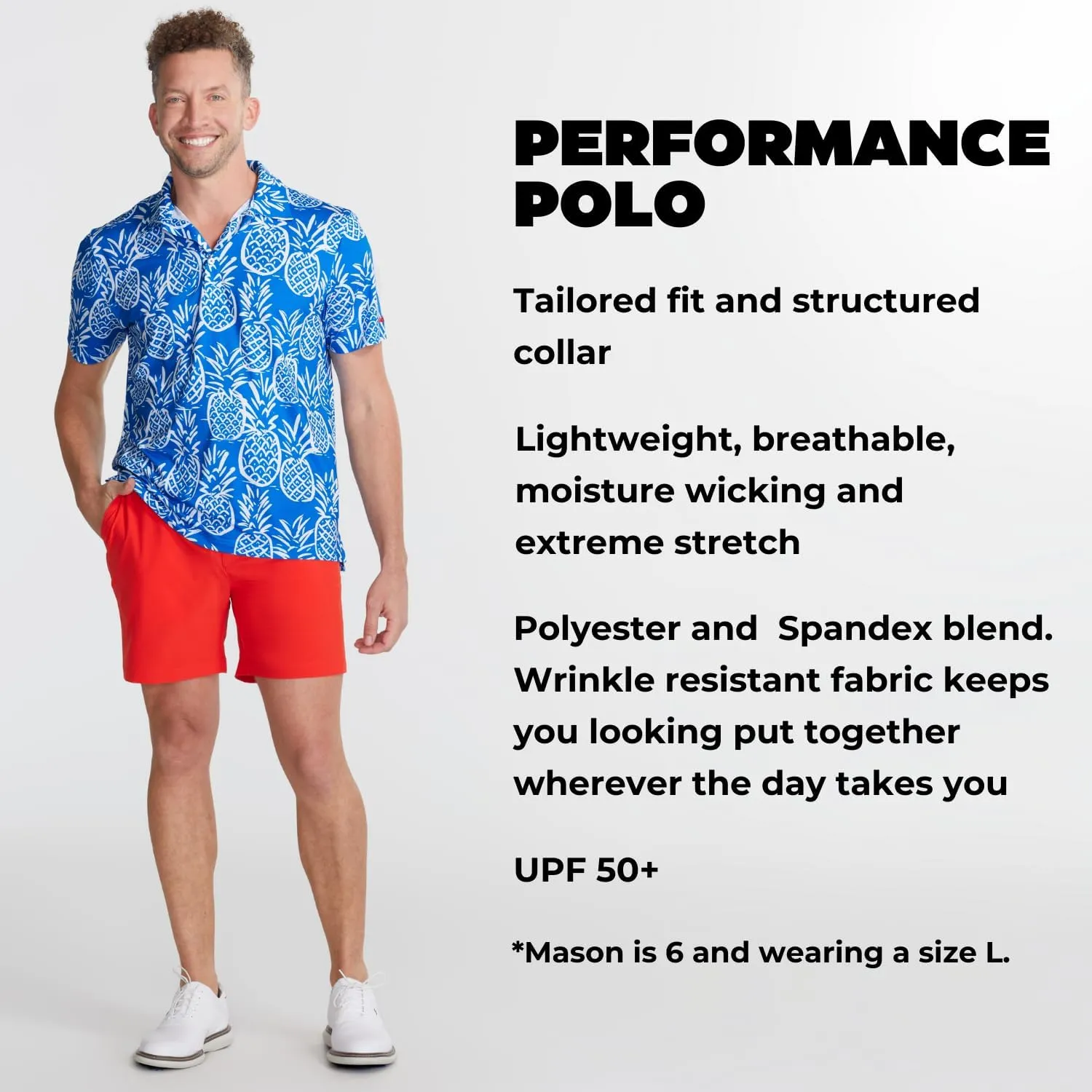 Chubbies Performance Mens Polo Stretchy, Breathable Golf Polo Mens Polo Shirts Short Sleeve