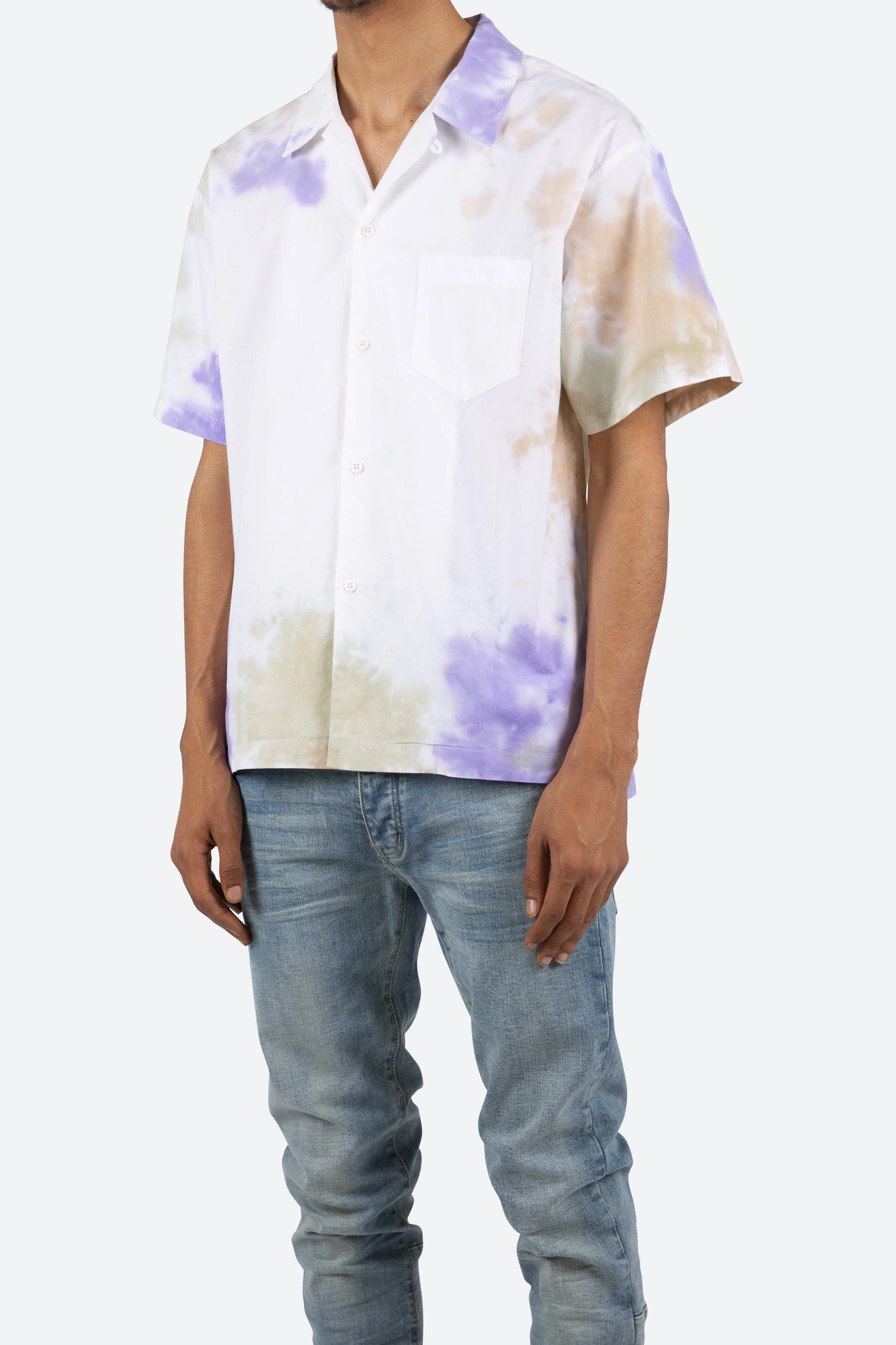 Cloud Dyed S/S Shirt - Purple/White