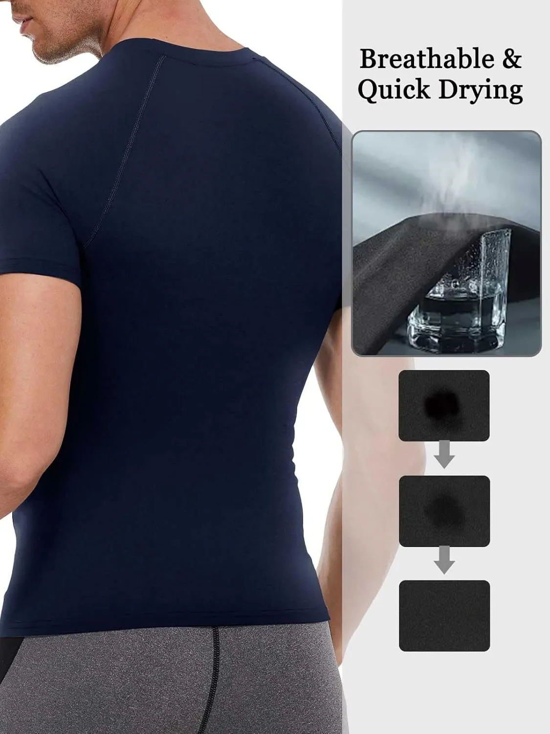 Compression Shirt Men Short Sleeve Cool Dry Workout Gym T-Shirt Breathable Athletic Sports Undershirts Running Tops