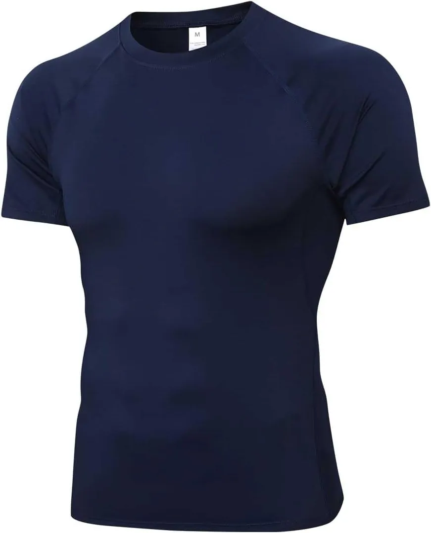 Compression Shirt Men Short Sleeve Cool Dry Workout Gym T-Shirt Breathable Athletic Sports Undershirts Running Tops