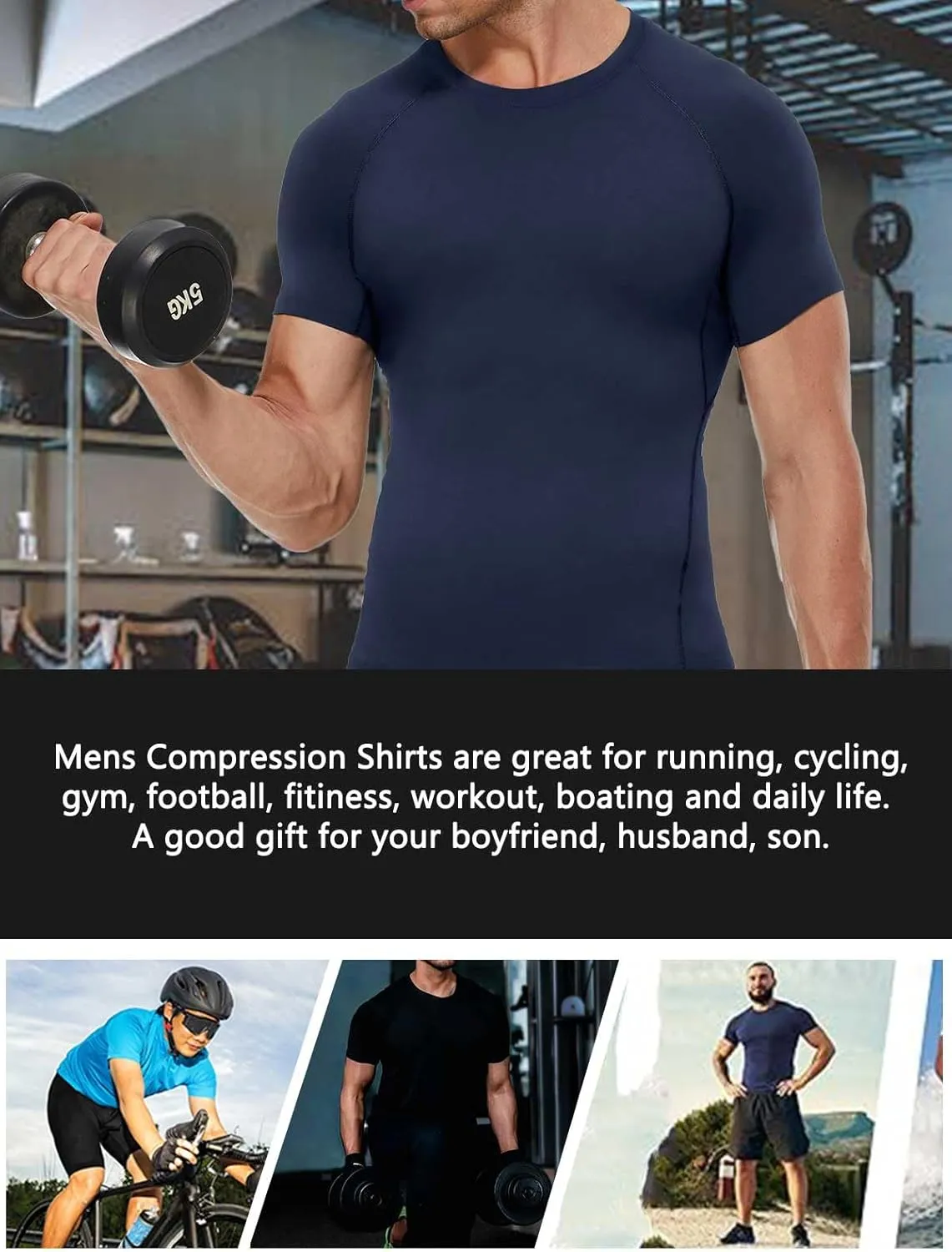 Compression Shirt Men Short Sleeve Cool Dry Workout Gym T-Shirt Breathable Athletic Sports Undershirts Running Tops