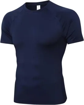 Compression Shirt Men Short Sleeve Cool Dry Workout Gym T-Shirt Breathable Athletic Sports Undershirts Running Tops