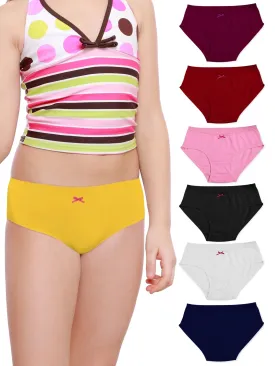 Cotton Hipster Briefs For Teens | Breathable | Elasticated Waistband | Assorted Solid Panties Pack Of 7