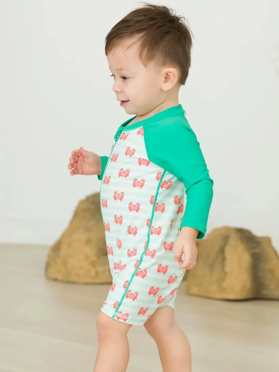 Crabby Cove - Boys Long Sleeve One Piece Rash Guard