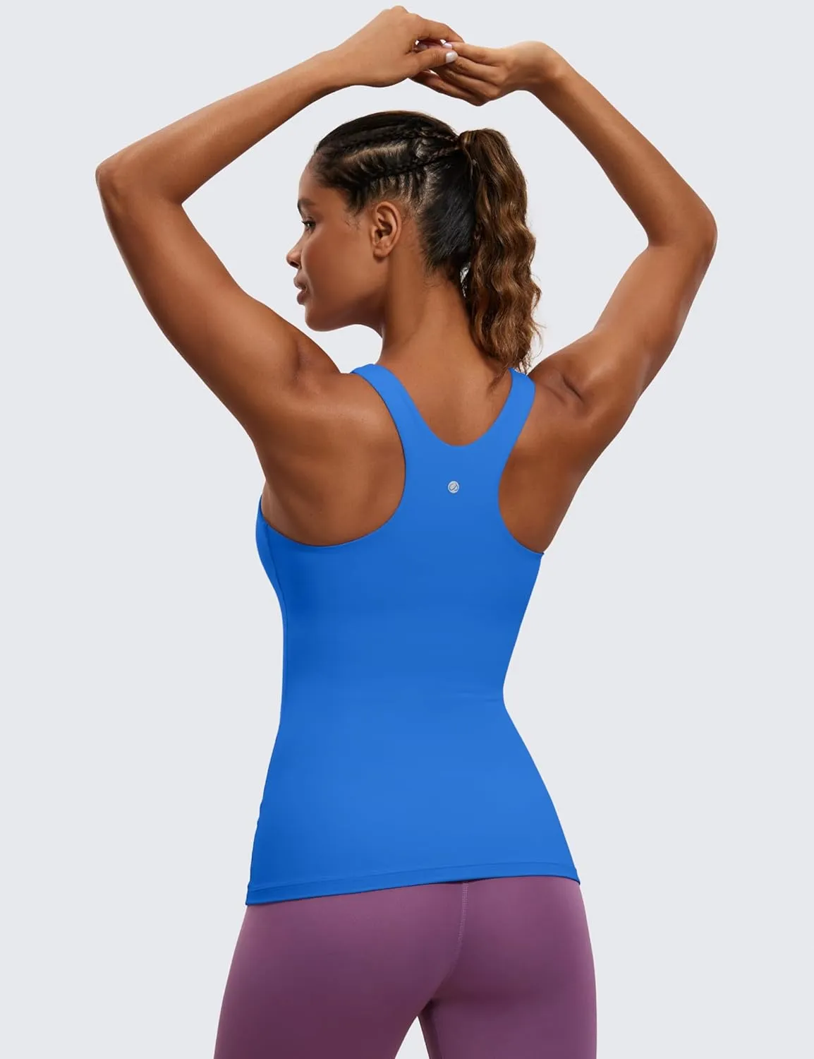 CRZ YOGA Butterluxe Womens Racerback High Neck Tank Top - with Built in Bra Workout Padded Yoga Athletic Camisole