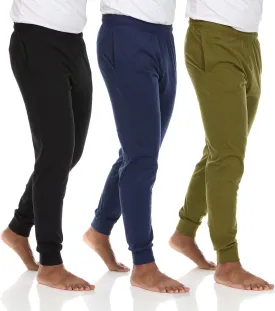 Essential Elements 3 Pack: Men's 100% Cotton Jogger Active Lounge Sweatpants with Pockets