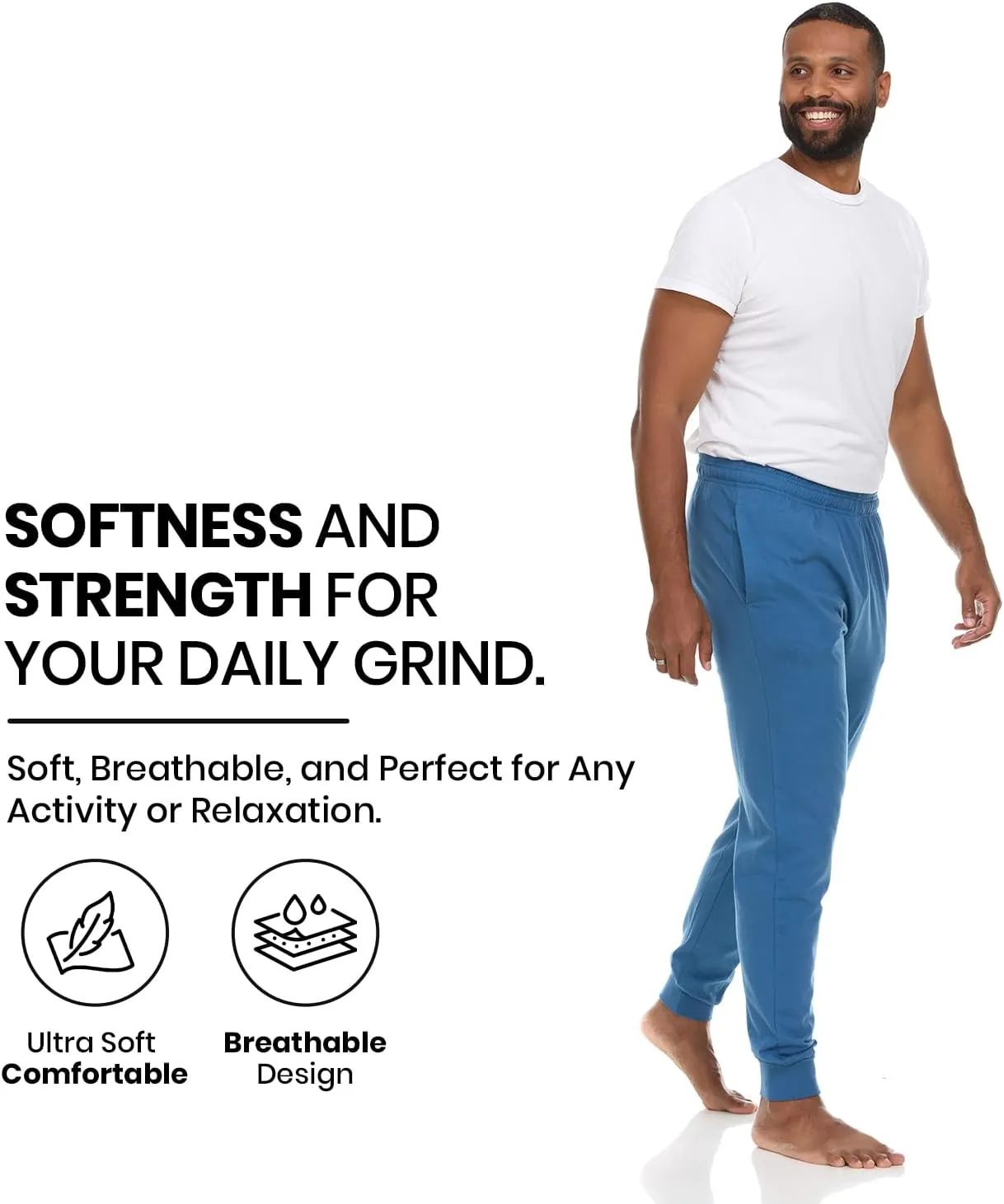 Essential Elements 3 Pack: Men's 100% Cotton Jogger Active Lounge Sweatpants with Pockets