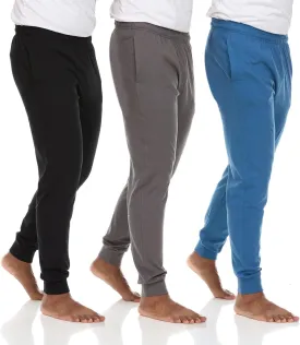 Essential Elements 3 Pack: Men's 100% Cotton Jogger Active Lounge Sweatpants with Pockets