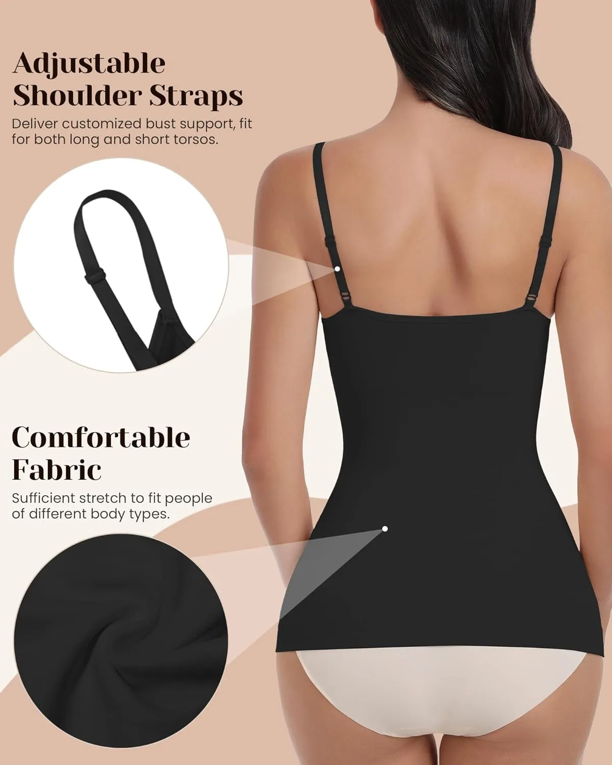 EUYZOU Womens Tummy Control Shapewear Tank Tops Seamless V-Neck Compression Tank Tops Body Shaper Camisole