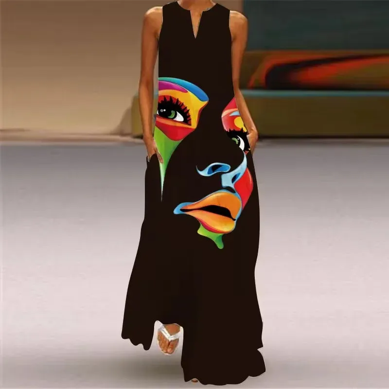 Fashionable And Sexy Women's Slit V-neck Maxi Dress