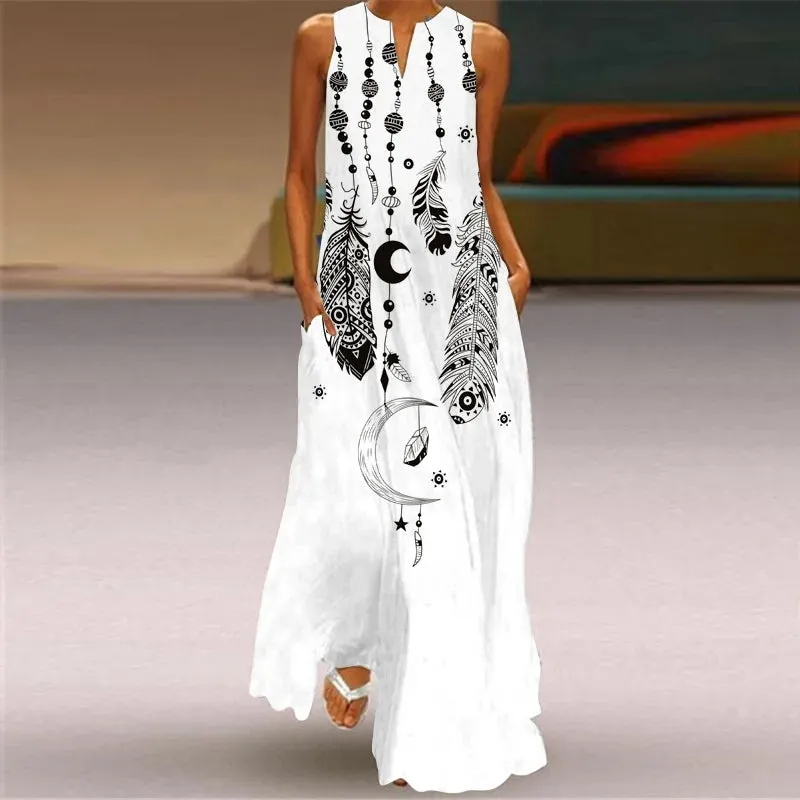 Fashionable And Sexy Women's Slit V-neck Maxi Dress