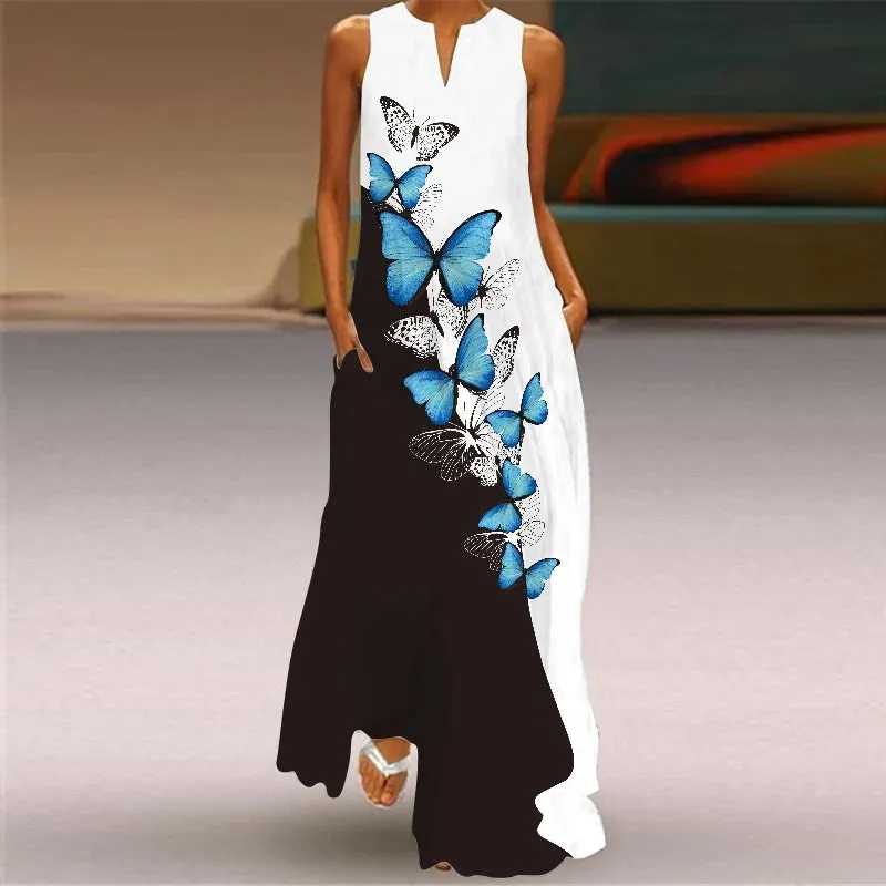 Fashionable And Sexy Women's Slit V-neck Maxi Dress