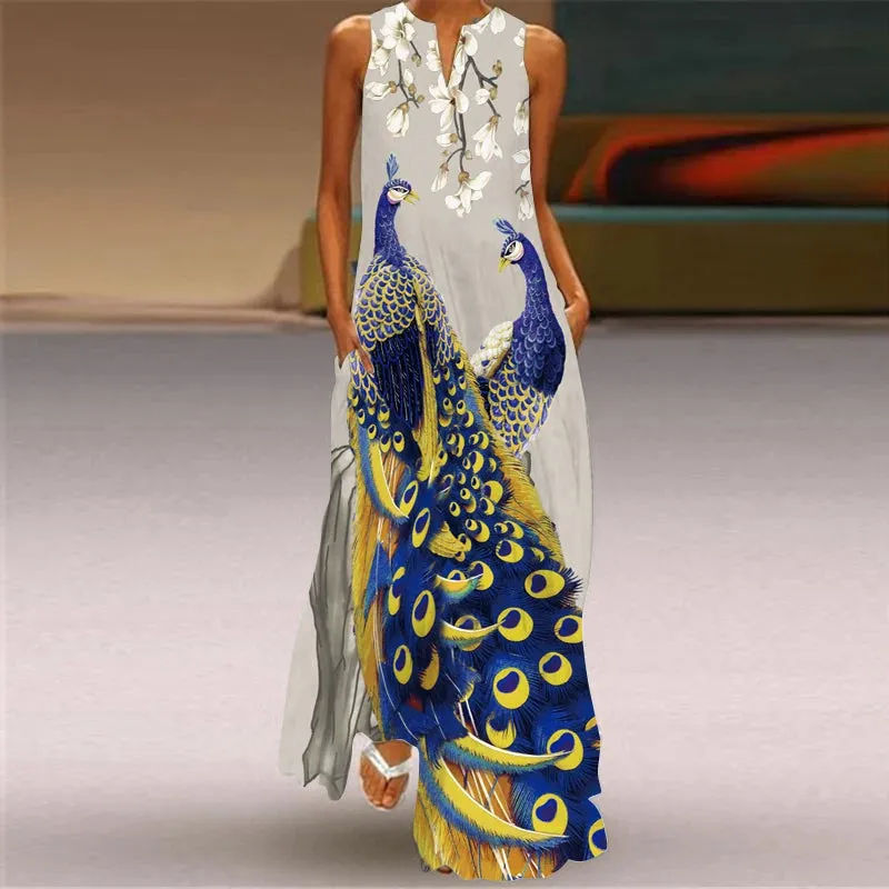 Fashionable And Sexy Women's Slit V-neck Maxi Dress
