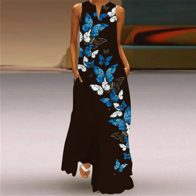 Fashionable And Sexy Women's Slit V-neck Maxi Dress