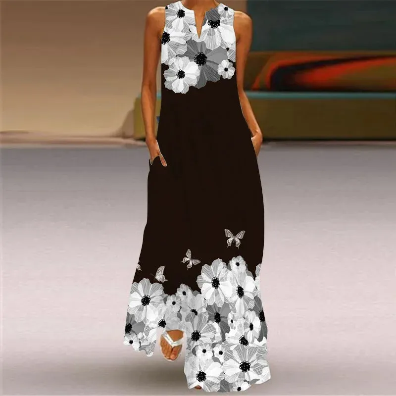 Fashionable And Sexy Women's Slit V-neck Maxi Dress