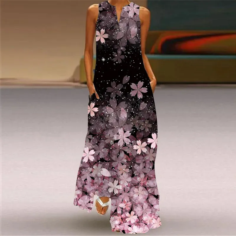 Fashionable And Sexy Women's Slit V-neck Maxi Dress