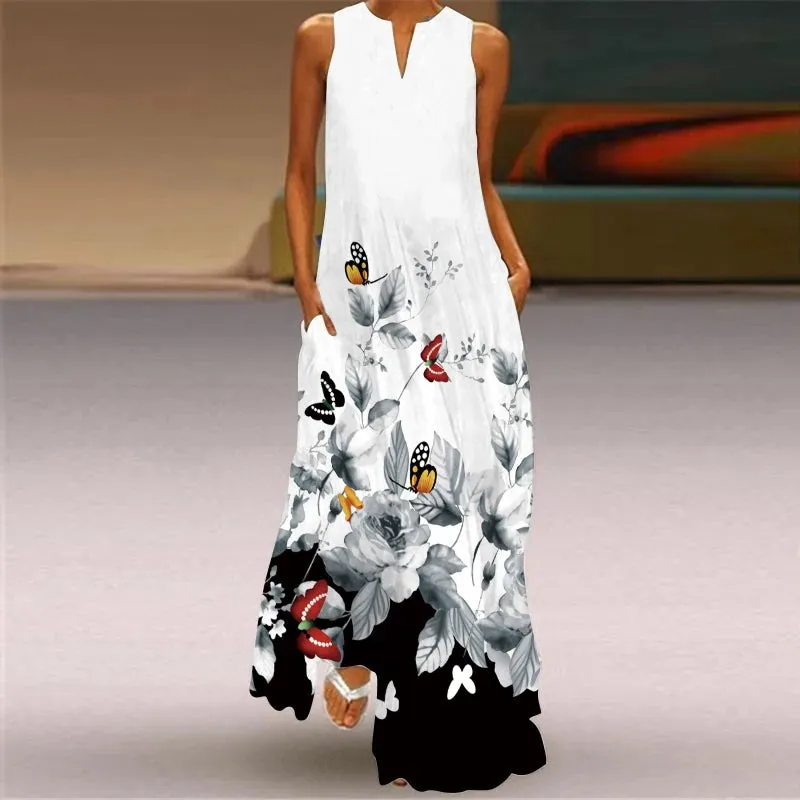 Fashionable And Sexy Women's Slit V-neck Maxi Dress