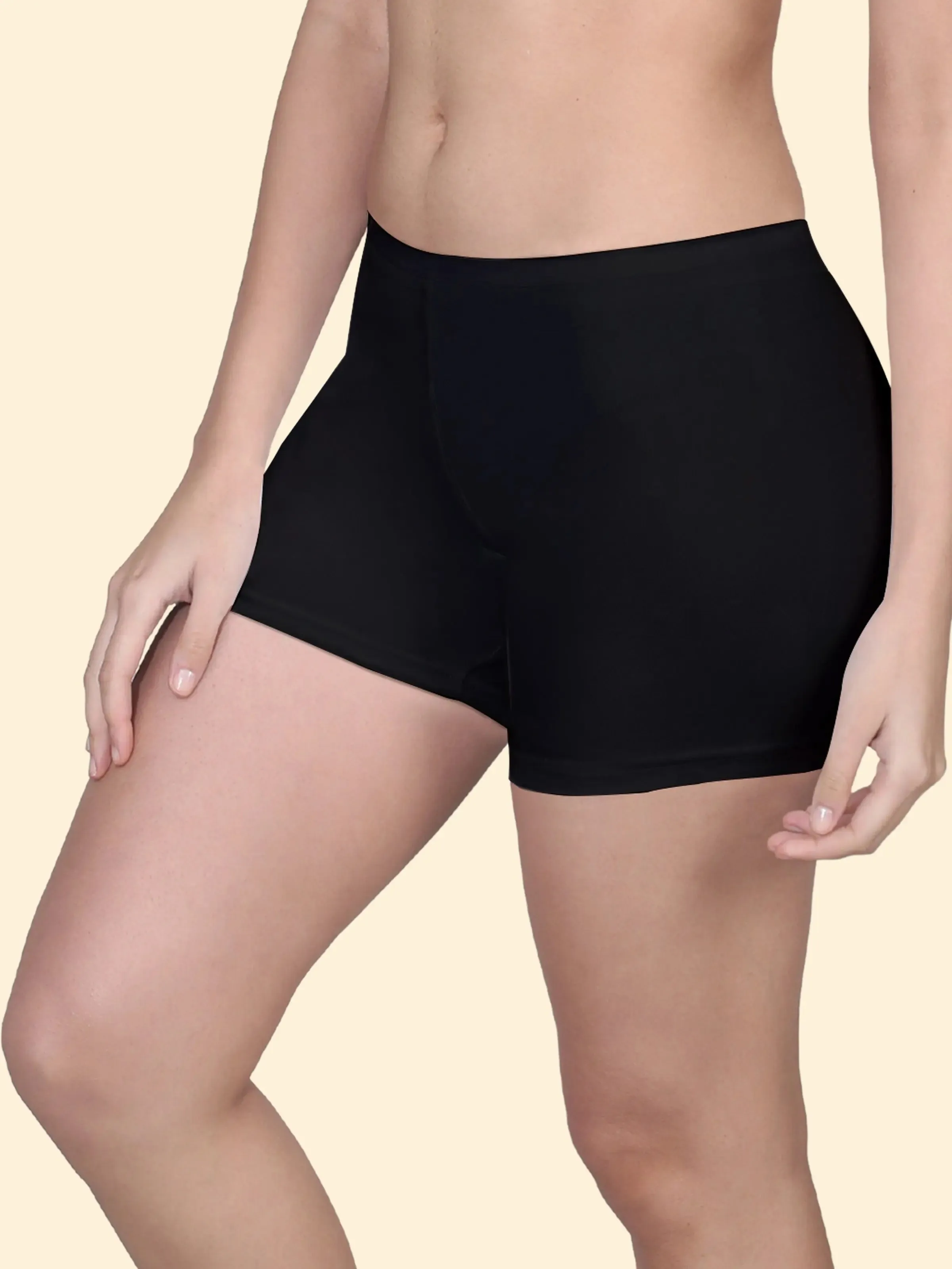 Full Coverage High Waist Long Panties with Gusseted Crotch and No Side Seams in Black & White Pack of 2