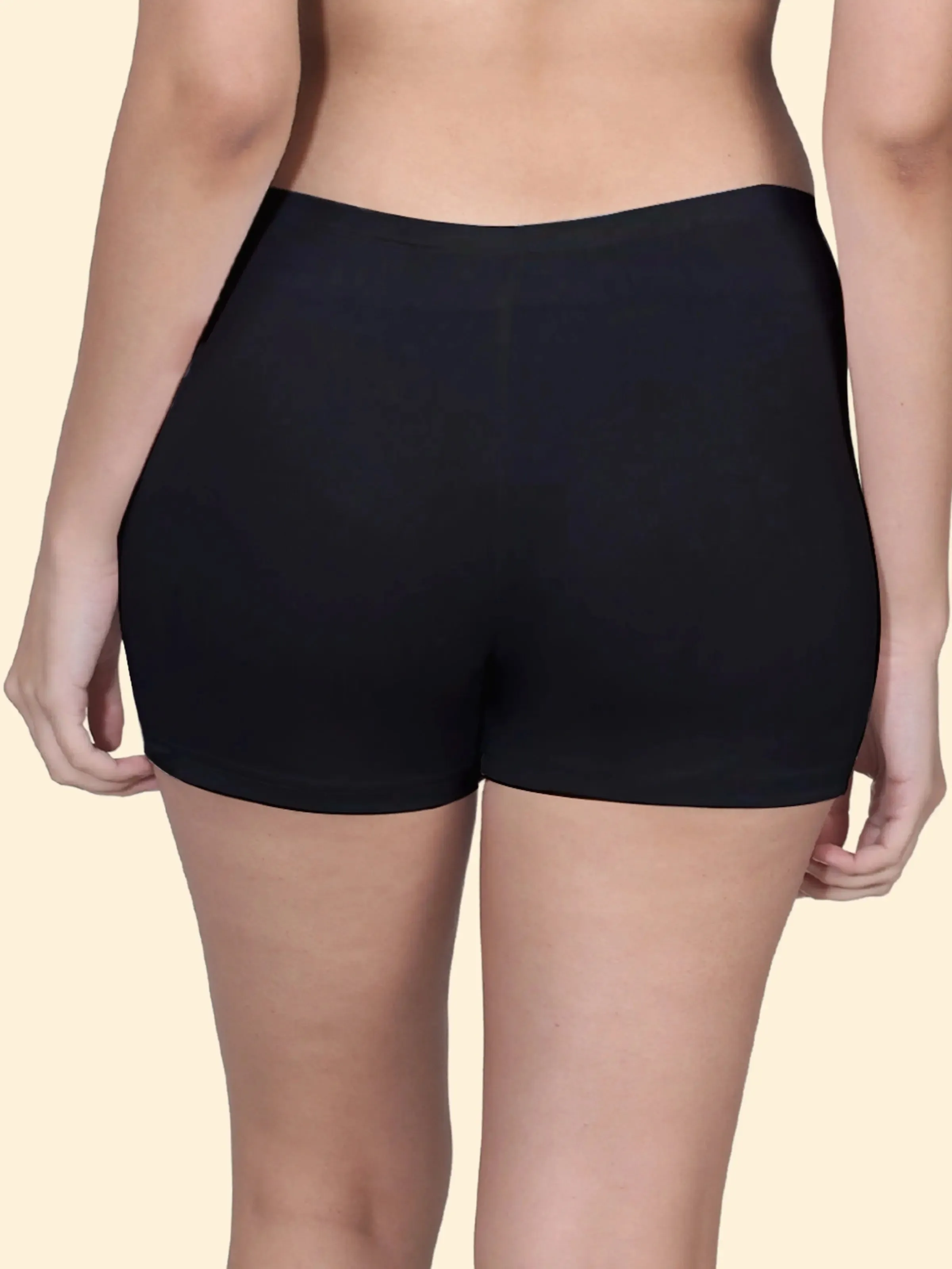 Full Coverage High Waist Long Panties with Gusseted Crotch and No Side Seams in Black & White Pack of 2