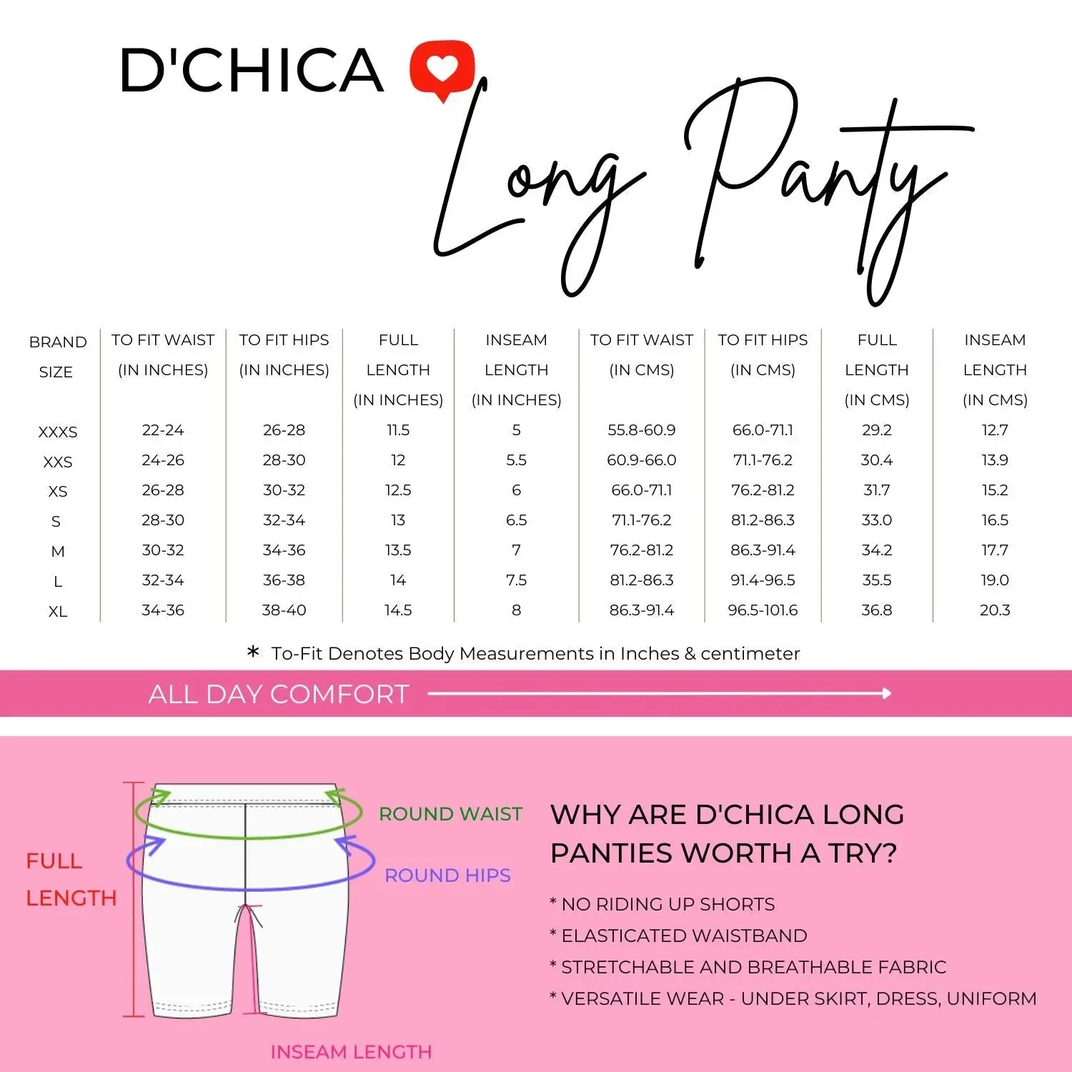 Full Coverage High Waist Long Panties with Gusseted Crotch and No Side Seams in Black & White Pack of 2