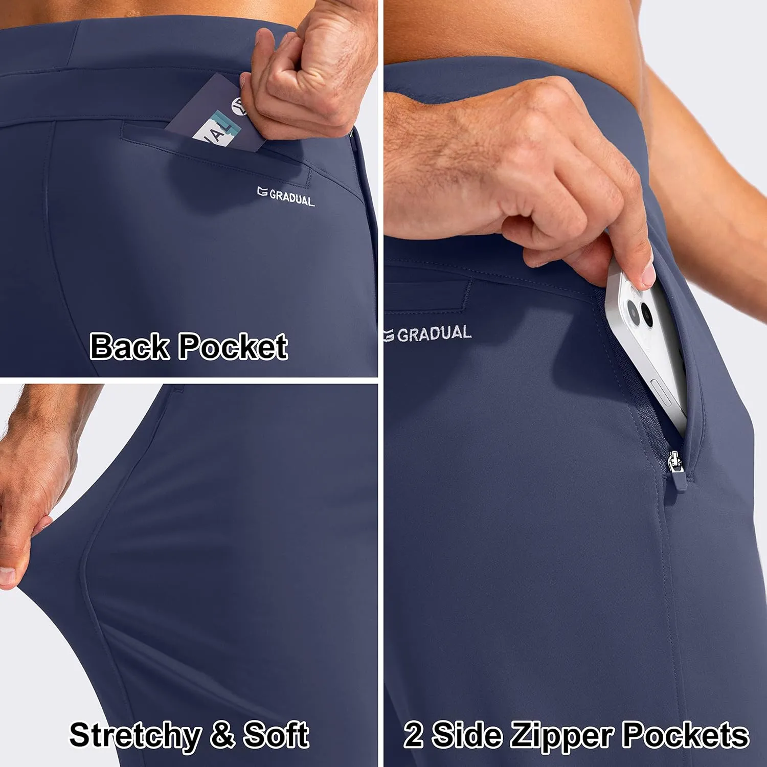 G Gradual Men's Golf Joggers Pants with Zipper Pockets Stretch Sweatpants Slim Fit Track Pants Joggers for Men Work Running