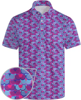 Golf Polo Shirts for Men Funny Print Short Sleeve Golf Shirts Performance Golf Polos