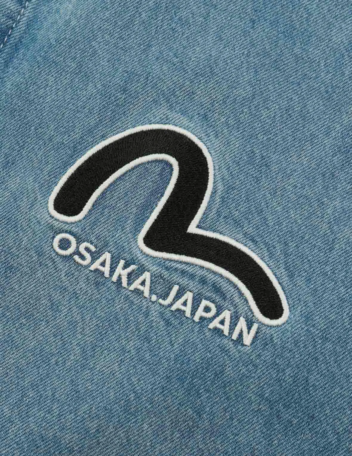 Graffiti Daruma Print Denim Shirt