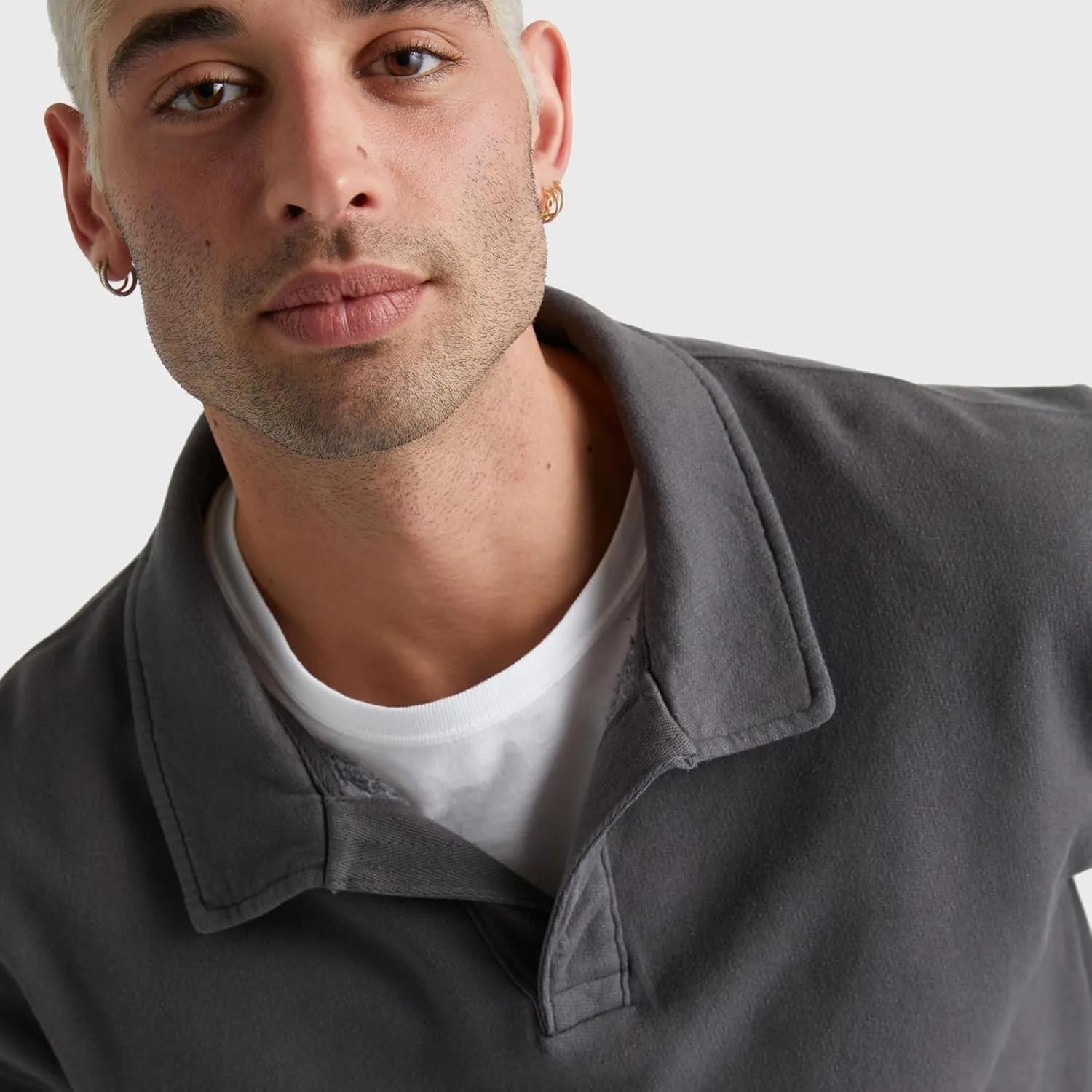 Hanes Men's Originals Fleece Polo Shirt, Garment Dyed Shirt For Men, Cotton Polo Shirt