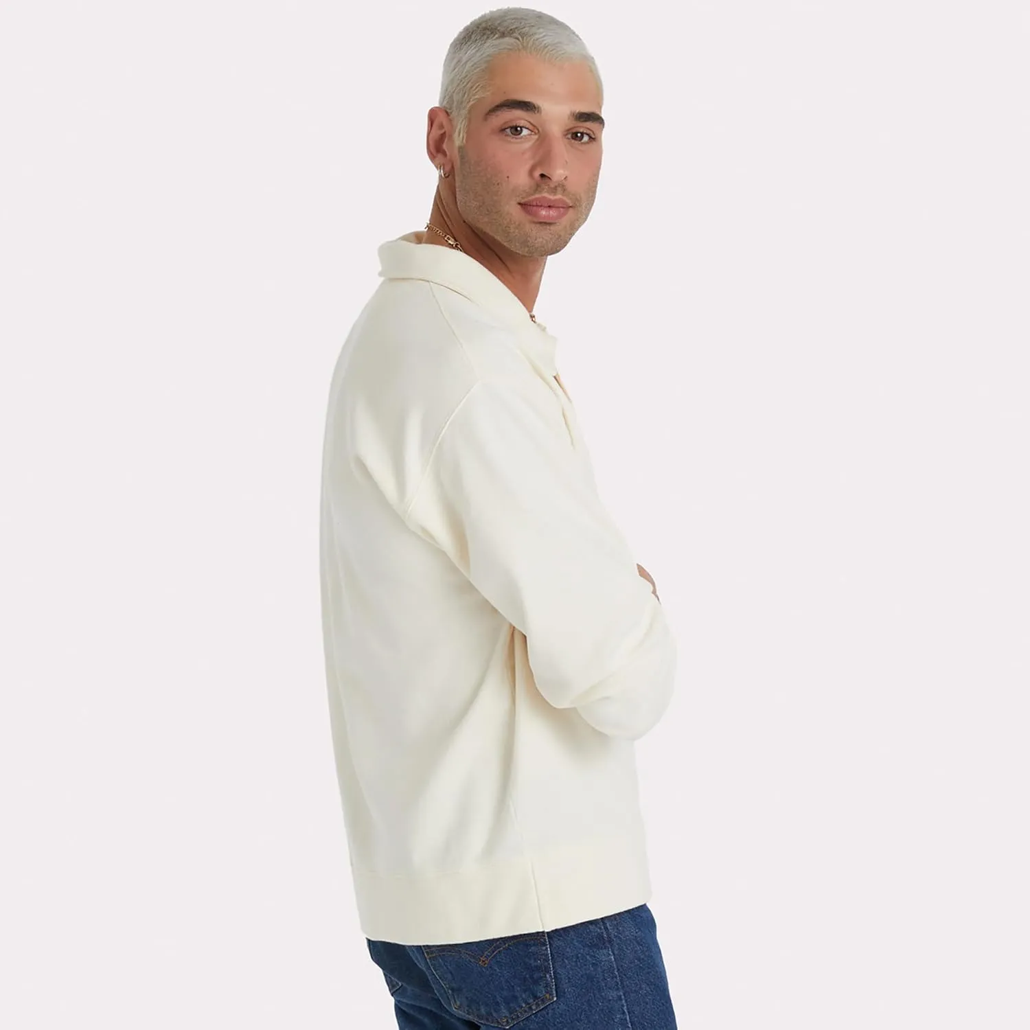 Hanes Men's Originals Fleece Polo Shirt, Garment Dyed Shirt For Men, Cotton Polo Shirt