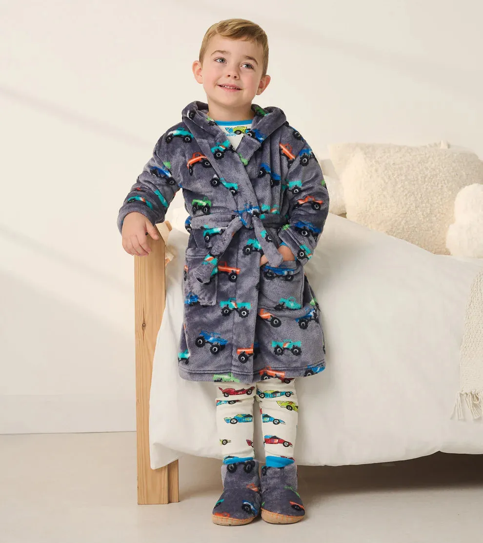 Hatley Fuzzy Fleece Robe - Monster Trucks