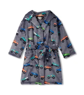 Hatley Fuzzy Fleece Robe - Monster Trucks