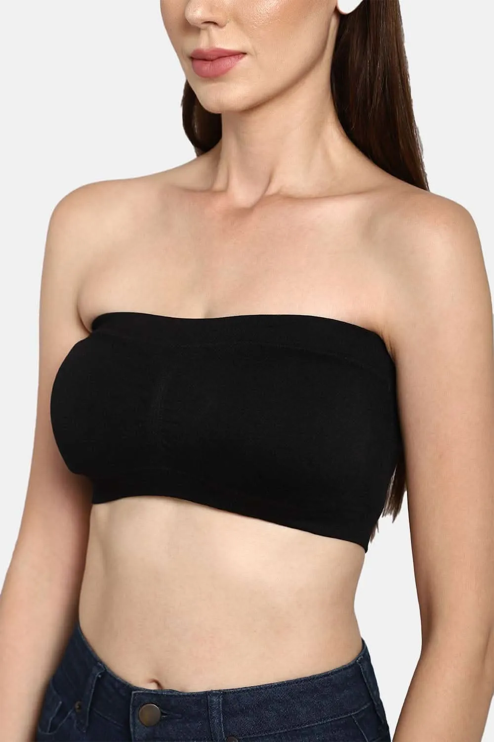 High Coverage Non-Wired Intimacy Double Layered Padded Wirefree Tube Bra