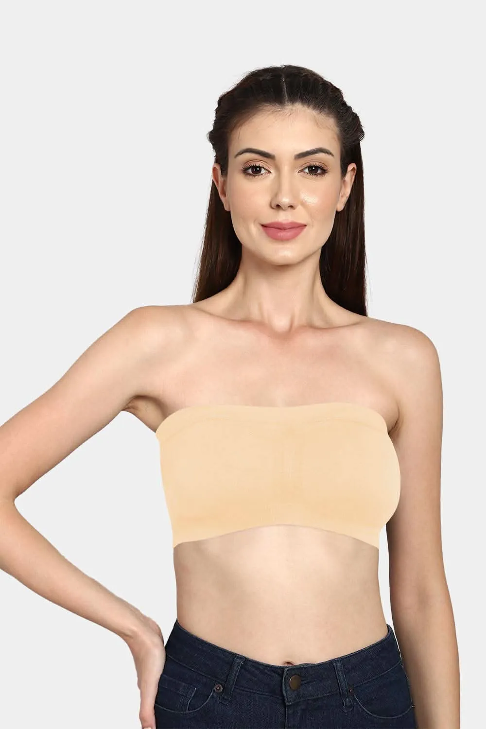 High Coverage Non-Wired Intimacy Double Layered Padded Wirefree Tube Bra